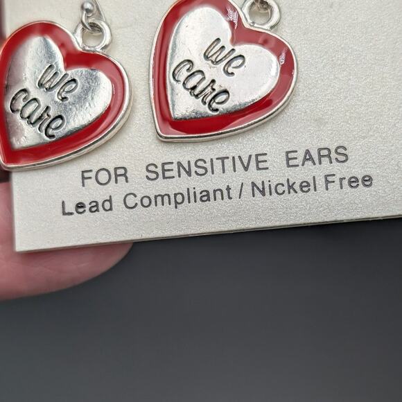 Hope Collection Heart Earrings Dangle Silver Tone Sensitive Nickel Free We Care - Picture 2 of 5